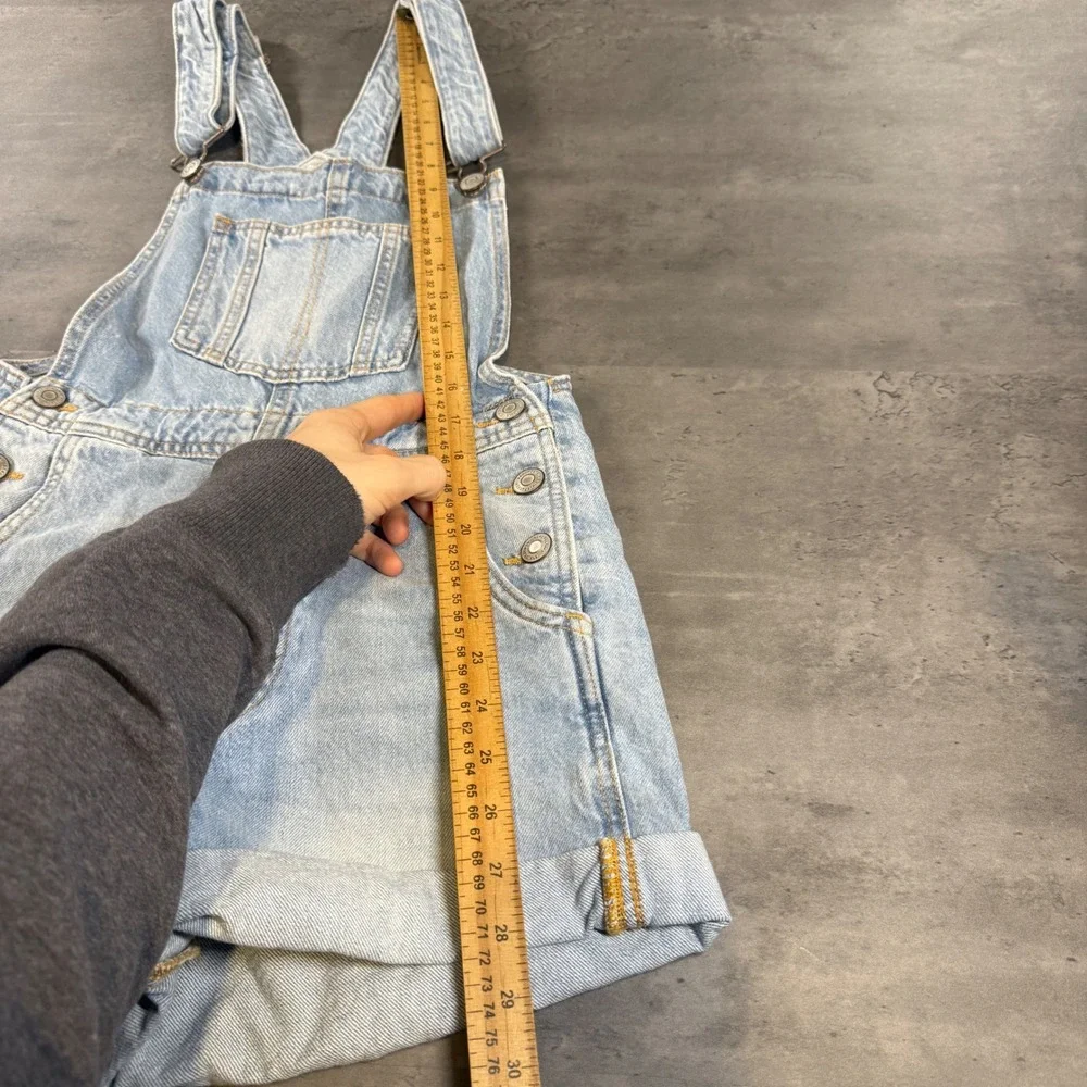 Aeropostale Denim Overalls Women XS Light Wash Cuffed Shortall 90s Style Mom Dad